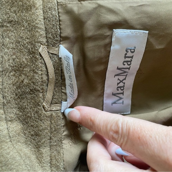 Authentic Max Mara Italy Virgin Wool Cashmere Coat Camel Tan Khaki Trench 8 - Picture 8 of 14